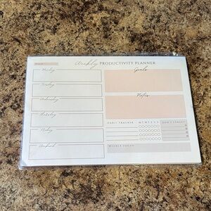 Weekly Productivity Planner Pad - Blush/White